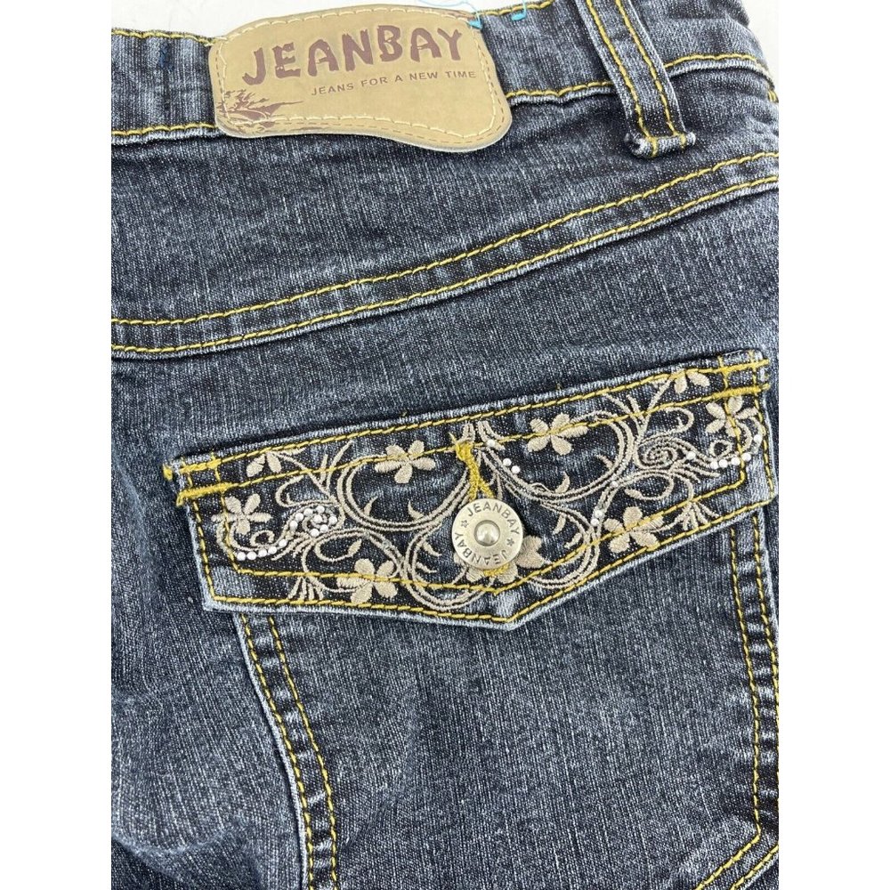 Jean Bay Women's Bootcut Denim Jeans Mid Rise Medium Wash Embroidered Size 6P - Picture 5 of 12